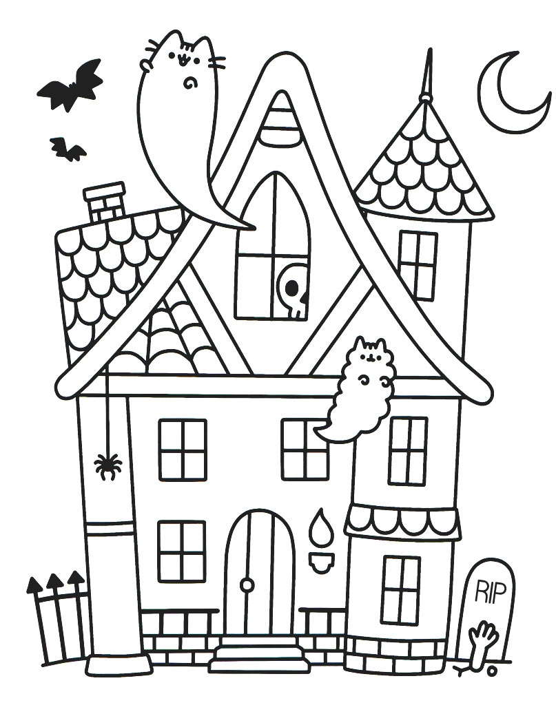 Kolorowanka Pusheen straszą w Halloween